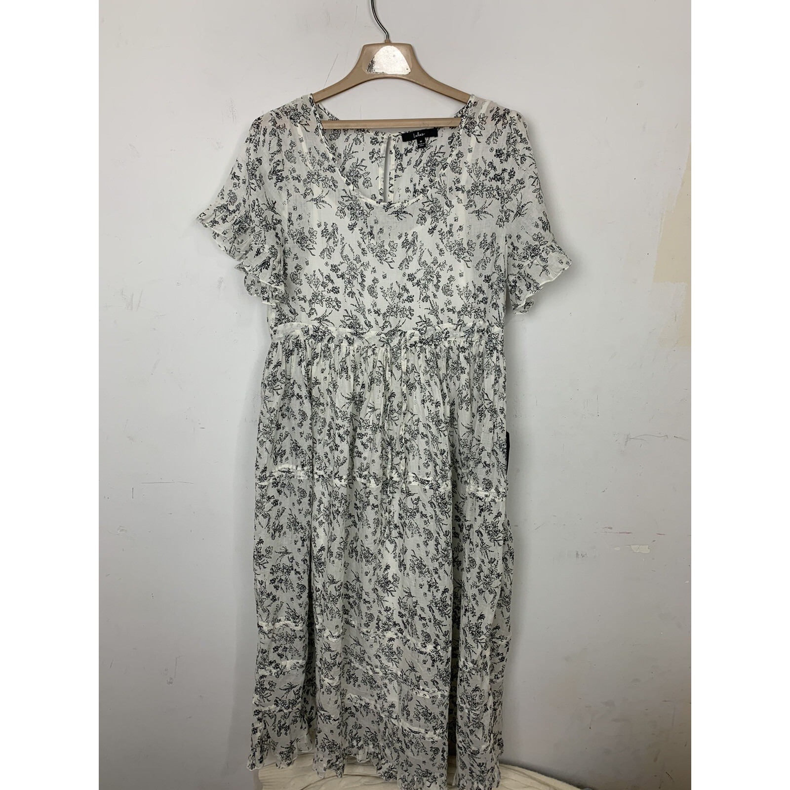 Lulus Womens Dress Medium Floral Spring Easter Maxi Peasant Wedding Fairy White